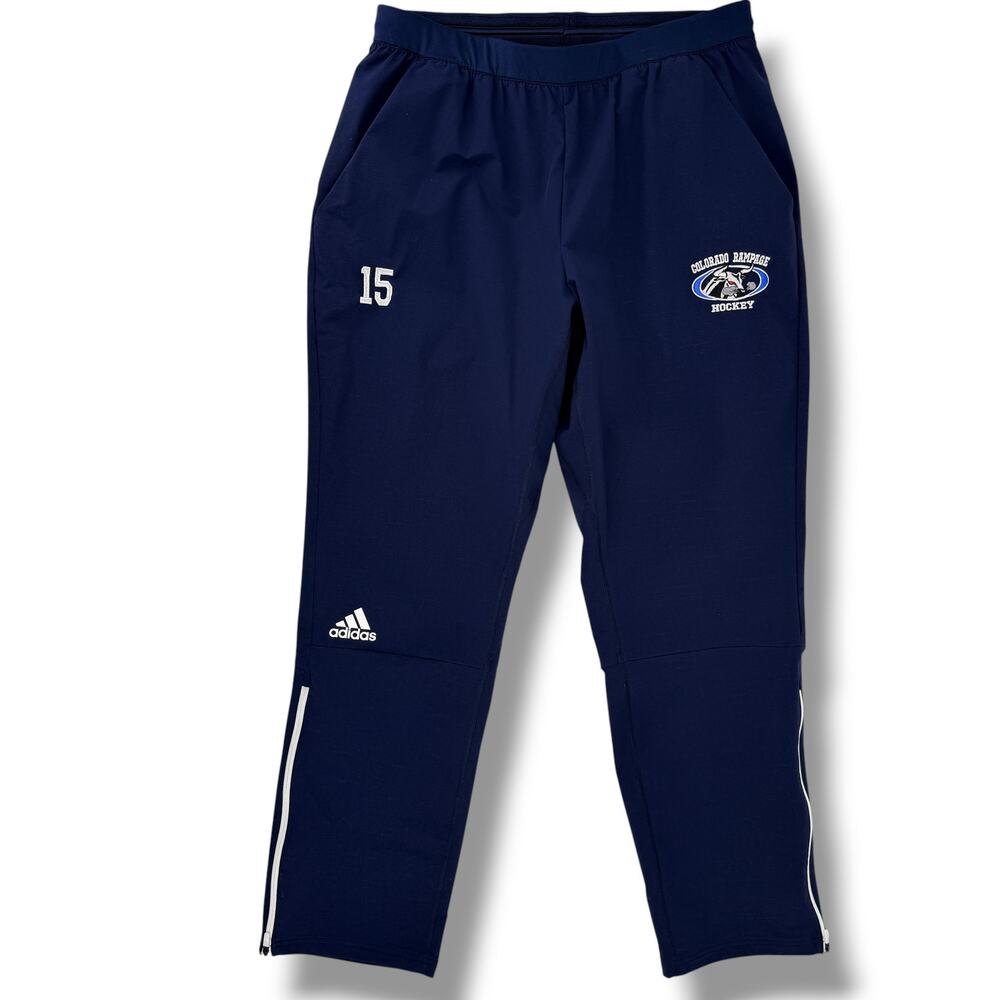 Adidas Colorado Rampage Hockey Pants Mens Sz XL Navy Ankle Zip Number 15